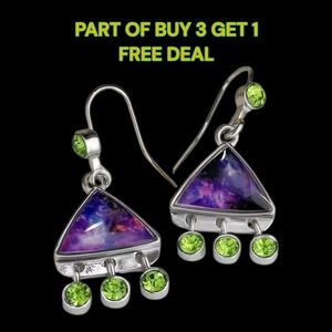 🎨Purple & Green Stones Earrings - NWOT🎨